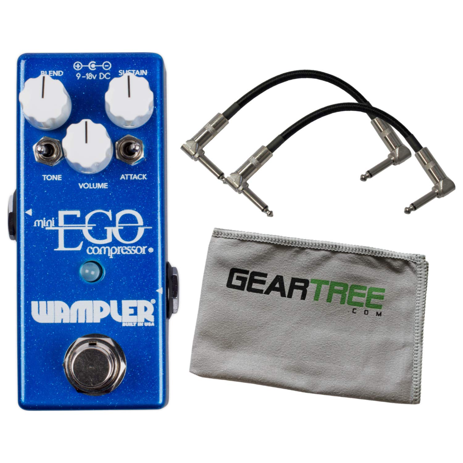 Wampler Mini Ego Compressor Pedal w/ 2 Patch Cables and